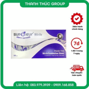 Găng Tay Y Tế Màu Đen Cao Cấp Không Bột Nitrile Superieur Hộp 100 Cái